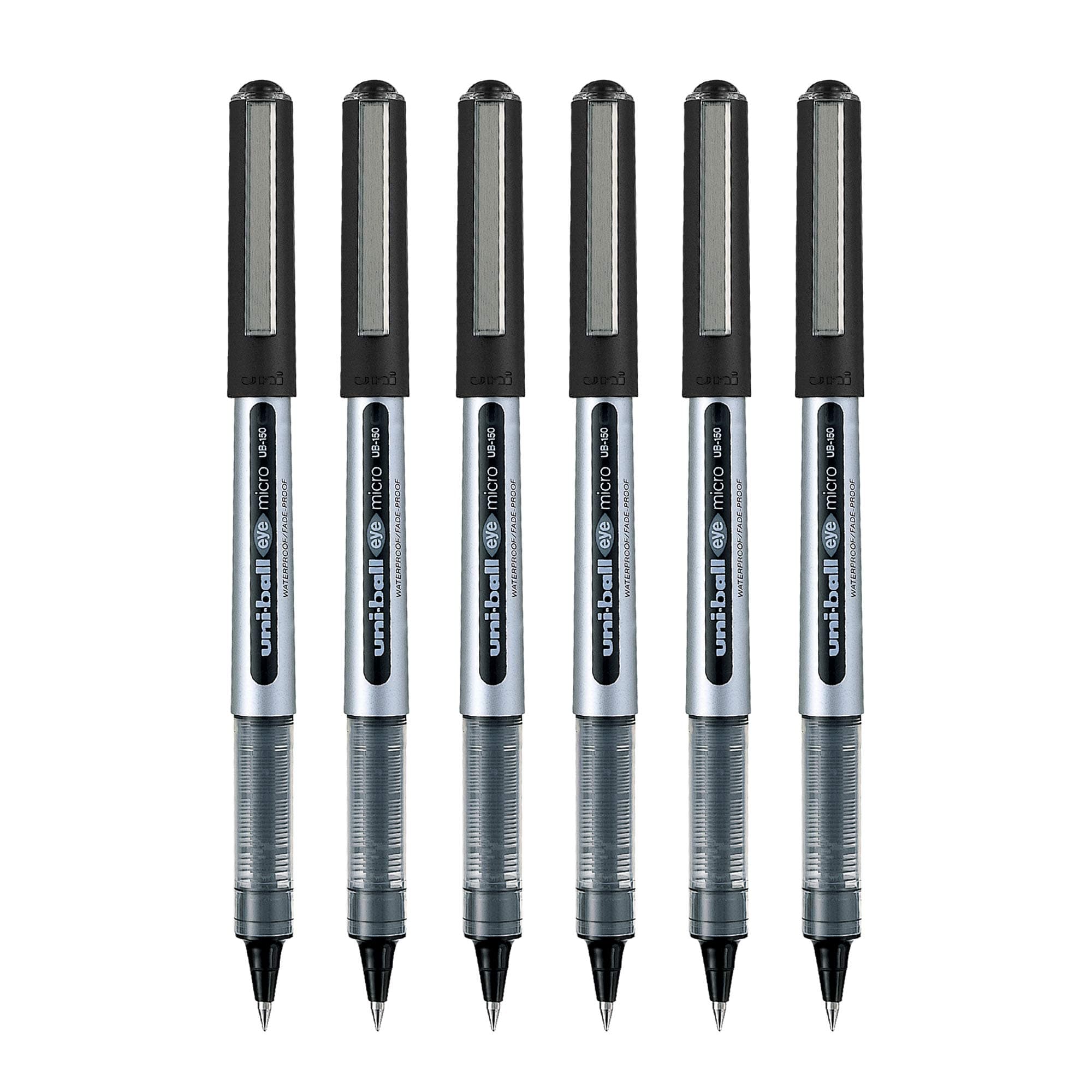 UNI-Ball Eye UB150 Roller Pen (Black Ink, Pack of 6)