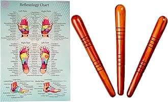 CCcollections Massage toolsets with Chart for Professionals Foot Hand Massage Wooden Stick Reflexology (English, Set B)