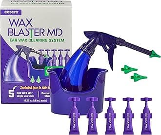 eosera Wax Blaster MD - Ear Wax Cleaning System - Complete Earwax Irrigation Kit for Stubborn and Routine Cleaning - with 5-ct Single Use Vials