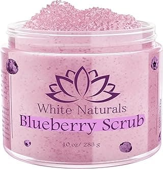 Blueberry Body Scrub, Pure Organic Face Exfoliant for Super Soft Skin, Anti Cellulite & Exfoliator, Natural Skin Care Formula Helps with Stretch Marks, Eczema, Acne & Varicose Veins for Men and Women
