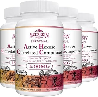 1500mg Liposomal Active Hexose Correlated Supplement,480 Soft Gels Beta-Glucans with Natural Mushroom Extract, Immune System, Liver Function, Maintain T-Cell & Killer Cell Activity