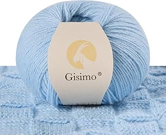 100% Inner Mongolian Cashmere Yarn, 6-Ply Luxurious and Soft Yarn for Hand Knitting & Crocheting (Light Blue,1 Ball)