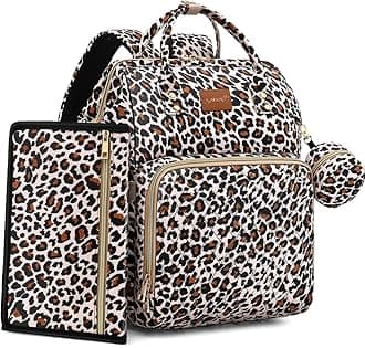 Diaper Bag Backpack with Changing Pad, Pacifier Case, Baby Bag for Boy Girl Toddler - Large, Stylish, Waterproof Travel Quilted Diaper Bag for Mom - Baby Shower - Cheetah