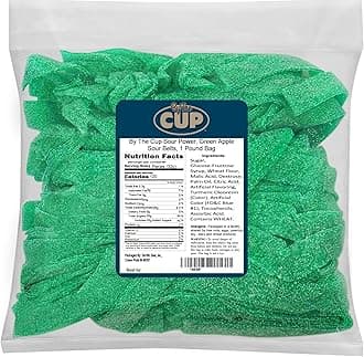 By The Cup Green Apple Sour Belts, 1 lb Bulk Bag