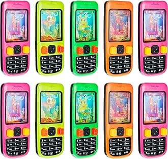 10 Pieces Cellphone Water Ring Game Colorful Handheld Phone Game Water Ring Toss Handheld Game Fun Birthday Party Favors for Brithday Gifts Contest Prize, 4 Inches