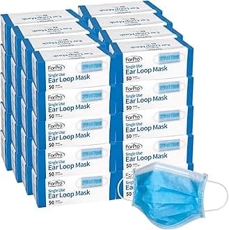 ForPro Professional Collection Single Use Ear Loop Mask (2,000-Ct Case), 3-Ply Disposable Non-Woven Face Mask, Latex-Free, Fiberglass-Free, Protects Against Pollen, Dust, 50-Count (Pack of 40)