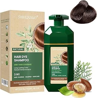 Hair Dye Shampoo 3 in 1 for Gray Hair Coverage, Herbal Ingredients Natural Shampoo Hair Dye for Women & Men 520ml (Brown)
