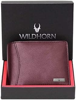India RFID Protected Leather Men's Wallet, MAROON, 4.5 x 3.7 x 0.7 inches, Classic