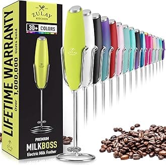 Milk Frother Wand – High-Speed Handheld Frother with Upgraded Stand – Electric Foam Maker with Stainless Steel Whisk