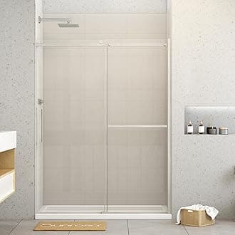 Sunrosa Shower Doors 60"×76", Single Sliding Shower Doors, Shower Door with Tempered Glass, Shower Glass Door in Brushed Nickel