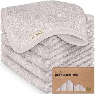 6-Pack Baby Washcloths – Soft Absorbent Viscose from Bamboo Washcloths for Face, Body, Baby Towels for Newborn, Kids, Toddlers, Infant, Gentle on Sensitive Skin, 10x10 Reusable Face Towels (Heather)