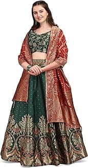 Women's Jacquard Semi-Stitched Lehenga choli