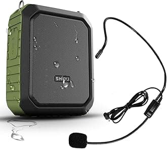 18W Voice Amplifier Portable Microphone and Speaker Set,Personal Speaker with Wired Mic Headset & Waistband,Wearable Waterproof Mini Pa System,Megaphone with Mic for Teachers,Classroom,Outdoor Speech