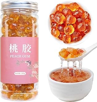 Wanhua Hall Dried Peach Gum Chinese Tao Jiao Natural Peach Resin 9.8oz Bouncy Texture Ideal for Desserts, Soups,Milk Tea 桃胶