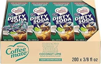 Creamer, Dirty Soda Coconut Lime Flavor, Liquid Creamer Singles, Non Dairy, No Refrigeration, 0.375 fl oz Tubs (Pack of 200)