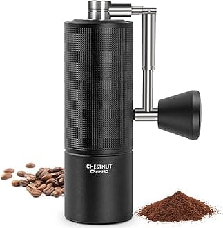 Chestnut C3 ESP Pro Hand Coffee Grinder, Stainless Steel S2C Conical Burr Manual Coffee Grinder with Foldable Handle, Adjustable Grind Setting for Espresso to French Press - Black