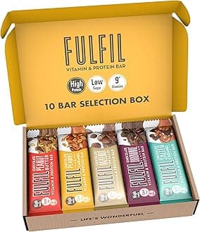 FULFIL Vitamin and Protein Bars (10 x 55 g Bars) — Exclusive 10 Bar Selection Box — 20 g High Protein, 9 Vitamins, Low Sugar