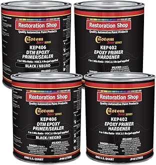 Black Epoxy Primer/Sealer 2.1 VOC (Gallon Kit) Anti-Corrosive DTM High-Performance Primer for Automotive and Industrial use Kit = 2 Qt. Epoxy Primer + 2 Qt. Epoxy Hardener (1-1 Mix)