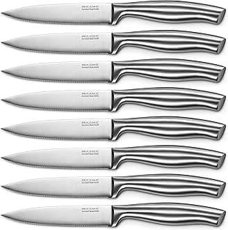 Steak Knives, Micro Serrated Steak Knife Set of 8, High Carbon Stainless Steel Steak Knives Set, Elegant Sharp Kitchen Steak Knife Set, Silver