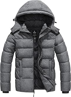 Wantdo Men's Hooded Winter Coat Warm Puffer Jacket Thicken Cotton Coat with Removable Hood