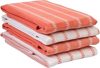 LANE LINENKitchen Towels Set - Pack of 4 Cotton Dish Towels for Drying Dishes, 18 x 28 , Kitchen Hand Towels, Absorbent Tea Towels, Dish Towels for Kitchen, Quick Drying Kitchen Towel Set - Coral