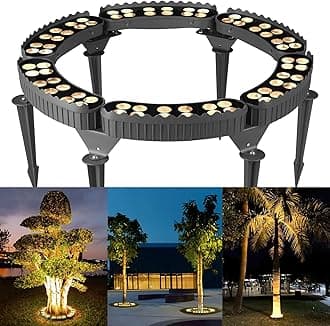 Gardencoin Outdoor Ring Tree Lights, 72W LED Landscape Uplighting for Trees, 3000K Warm White, Low Voltage IP65 Waterproof, 15.35" Inner Diameter, DC24V Driver Included, 10080 Lumens, Set of 6