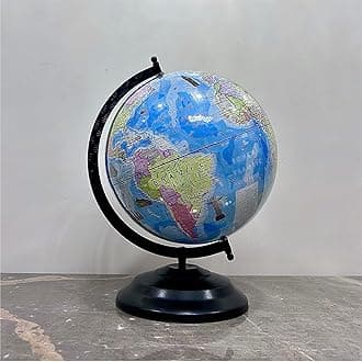 GLOBE DADDY Educational World Globe 10 Inch with Metal Stand/Magnifying Glass for Kids Learning,Globe for Office Table,Globe for students, Boys & Girls Birtyhday Gift