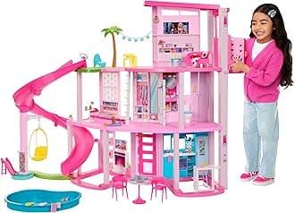 Barbie Dreamhouse, 75+ Pieces, Pool Party Doll House with 3 Story Slide