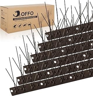 OFFO Brown Bird Spikes Pre-Assembled for Pigeons Birds, Cover 48.7 Feet Durable Bird Spikes with Stainless Steel for Fence Roof Mailbox Window.