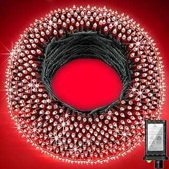 1500 LED 470FT Christmas String Lights Outdoor, 12 Pro Modes and Timer Memory & Brightness, Plug in Waterproof Dark Green Wire Twinkle Light for for Xmas Yard Tree Wedding Party Decor (Red)