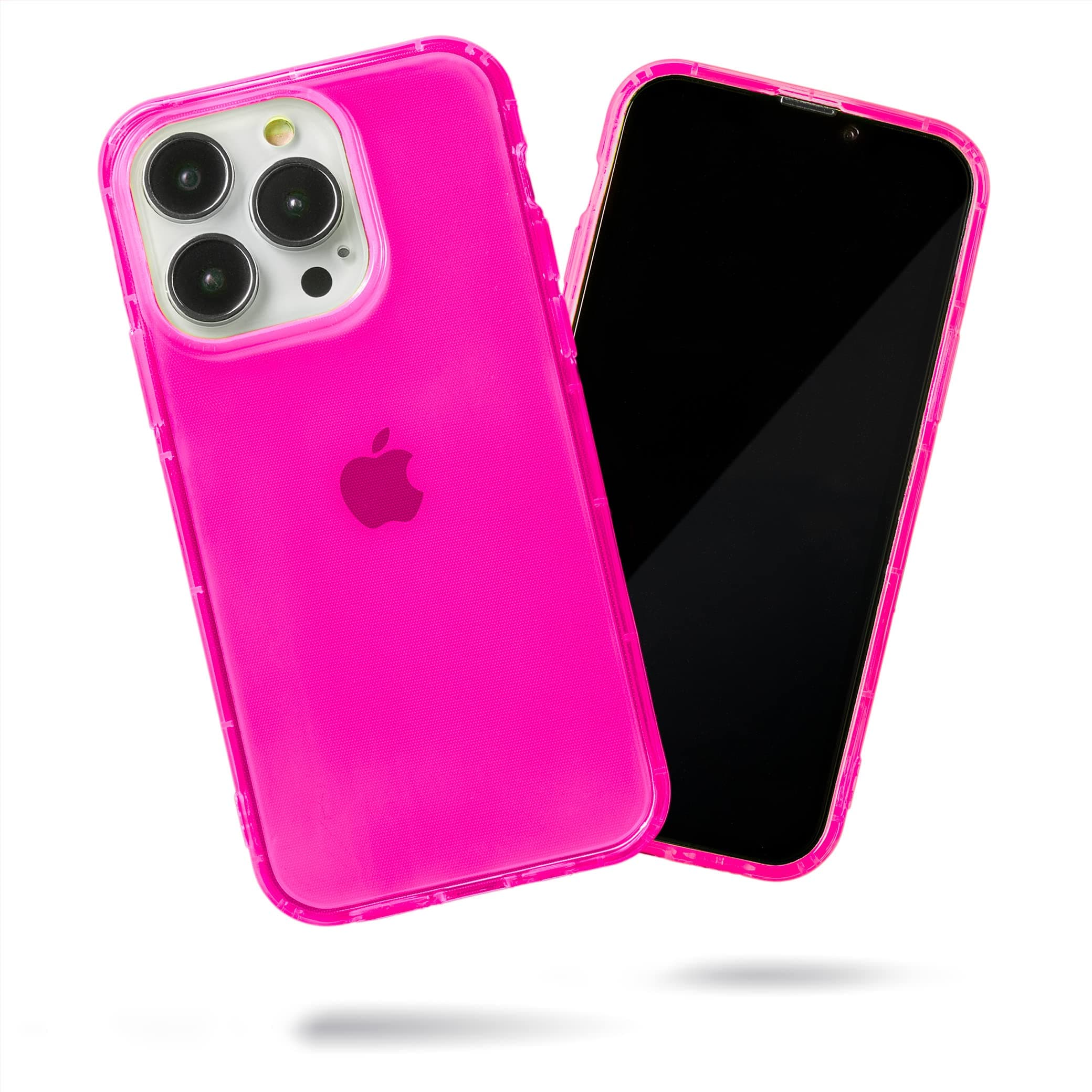 SteepLab Neon Highlighter Case for iPhone 14 Pro (2022, 6.1” Screen) - The Grippy Jelly Case w/Protective Air Pockets (Eye-Catching Hot Pink)