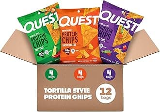 Quest Nutrition Tortilla Style Protein Chips Variety Pack, Chili Lime, Nacho Cheese, Loaded Taco, 1.1 Ounce (Pack of 12)