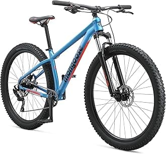 Mongoose Switchback Mountain Bike for Men and Women, 8 to 10-Speed Drivetrain with Trigger Shifters, 27.5 to 29-Inch Wheels, 15.5 to 17.5-Inch Frame