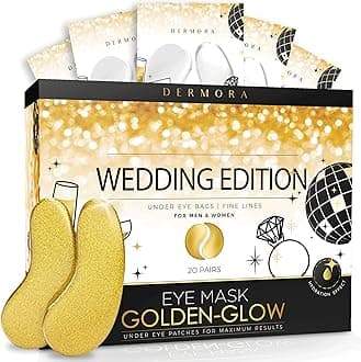 DERMORA Wedding-Themed Eye Mask (20 Pairs), Golden Under Eye Patches - Rejuvenating Treatment for Dark Circles, Puffy Eyes, Refreshing, Revitalizing, Travel, Wrinkles