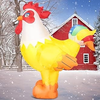 DomKom 6FT Christmas Rooster Inflatables Blow up Animals Cute