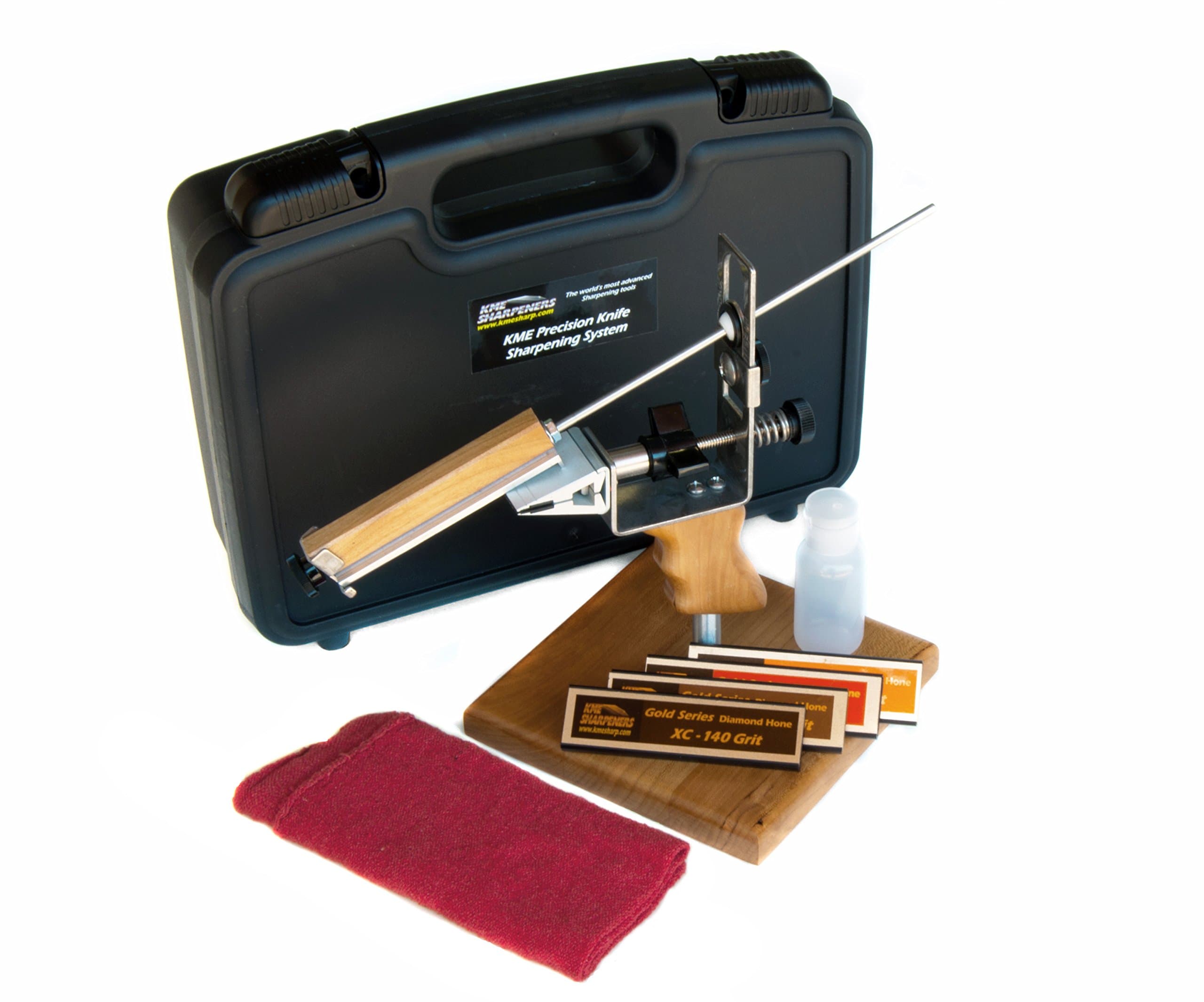 KME Precision Knife Sharpener System with 4 Gold Series Diamond Hones - Base Included