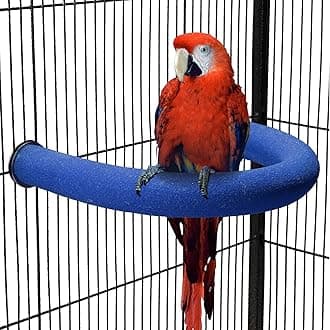 TeTupGa U Shape Parrot Perch Stand Pet Toy Bird Platform Sand Paw Grinding Clean Stick Cage Exercise Conure Budgie Cockatiel Accessories (Blue Large)