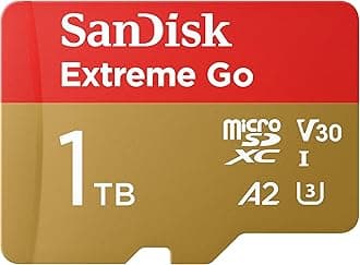SanDisk 1TB Extreme Go micro SDXC card + SD adapter, (For Android Devices, Gaming Consoles, Drones, Action Cams, UHS-I, up to 200 MB/s, V30, 5K, 4K, UHD, Rescue PRO, Class 10, U3) For Amazon