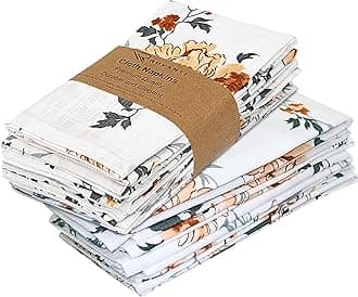 Ruvanti Cloth Napkins set of 12 cotton 100%, 20x20 Inches Napkins Cloth Washable, Soft, Absorbent. Cotton Napkins for Fall, Halloween, Thanksgiving Parties, Wedding, Dinner Napkins Cloth - Grey Floral