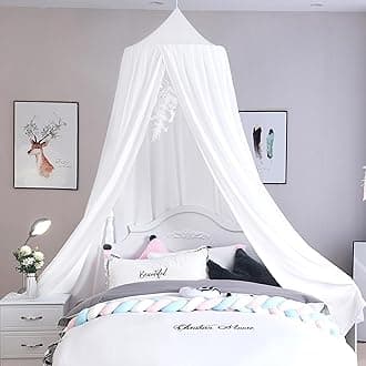 Princess Bed Canopy for Girls, Extra Large Hanging Canopy for Bed, Dreamy Play Tent for Girls Room Bedroom Decoration, Breathable Canopy Bed Curtain for Children Reading Nook - Pure White
