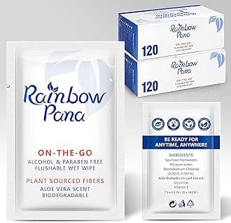 Rainbow Pana Biodegradable Skin Cleansing Wipe, 240 Count, for Sensitive Skin