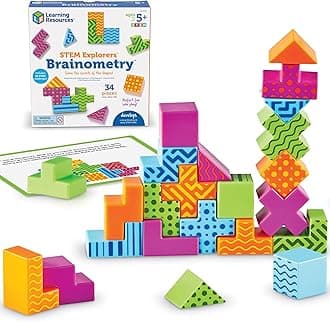 STEM Explorers Brainometry - 3d Puzzle, Brain Games, Brainteaser, Building Logic Toys, Gifts For Boys and Girls, Fine Motor Skills , Pattern Blocks, Math Manipulatives