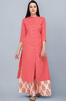 Pistaa's Women's Cotton Solid Readymade Salwar Suit Set
