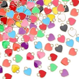120 Pcs Heart Charms for Jewelry Making, Love Valentines Charm Colorful Valentine Heart Shape Pendants Charms for Valentine's Gifts DIY Bracelet Necklace Earrings Crafts Supplies