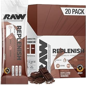 RAW Replenish Packets, Premium Electrolytes Powder Recovery Formula, Chocolate (20 Stick Packs) - Flavored Electrolyte Drink Mix for Hydration, Replenishment, Endurance & Performance Workouts