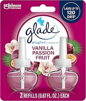 Glade PlugIns Refills Air Freshener, Scented and Essential Oils for Home and Bathroom, Vanilla Passion Fruit, 1.34 Oz, 2 Count