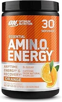 (ON) Amino Energy - Pre Workout With Green Tea, Bcaa, Amino Acids, Keto Friendly, Green Coffee Extract, 0 Grams of Sugar, Anytime Energy Powder - Orange Cooler, 270 G, 30 Servings