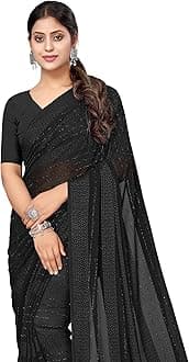 Women's Georgette Solid Saree with Blouse Piece