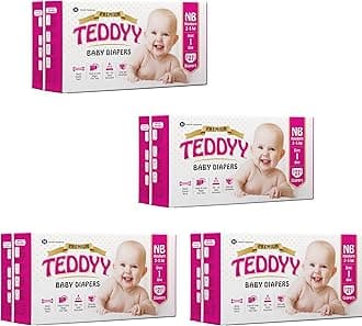 Baby Diapers Tape Premium New Born 84 Count (Pack of 4)