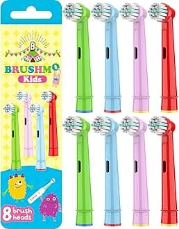 Brushmo Kids Toothbrush Replacement Heads Compatible with Oral B Electric Toothbrush, Soft Bristles and Small Heads for Sensitive Teeth and Gums, 8 Pack